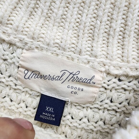 Universal Thread Sweater Womens XXL Cream Mock Neck Cable Knit Pullover - Picture 2 of 8